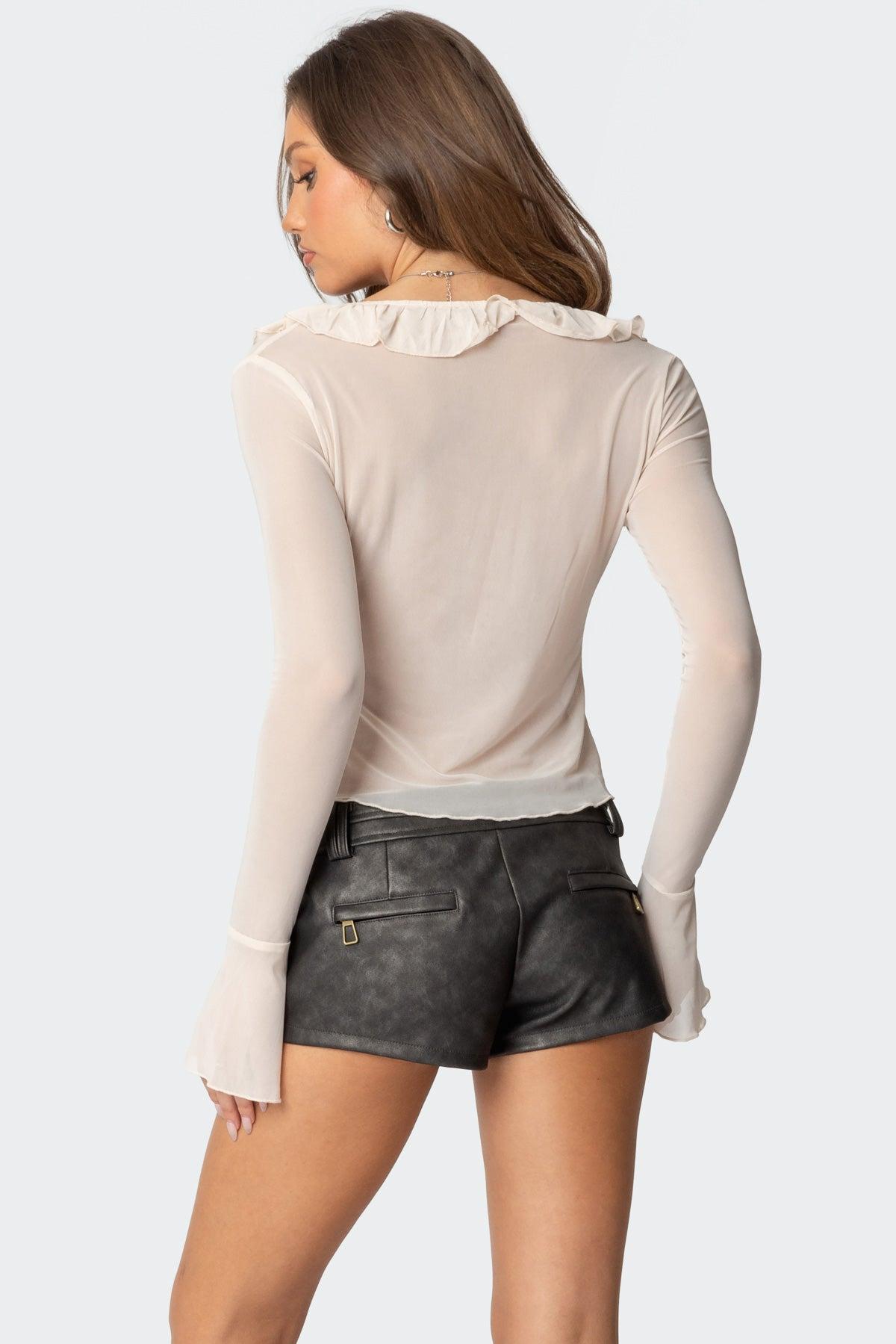 Sheer Mesh Ruffled Top Product Image