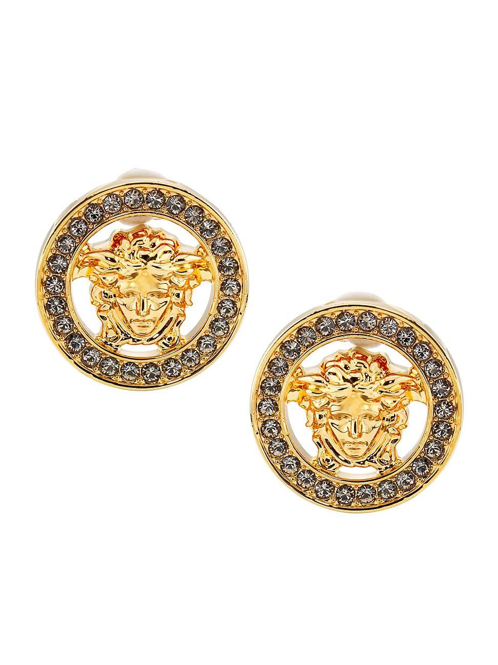 Womens Goldtone & Crystal Medusa Stud Earrings Product Image