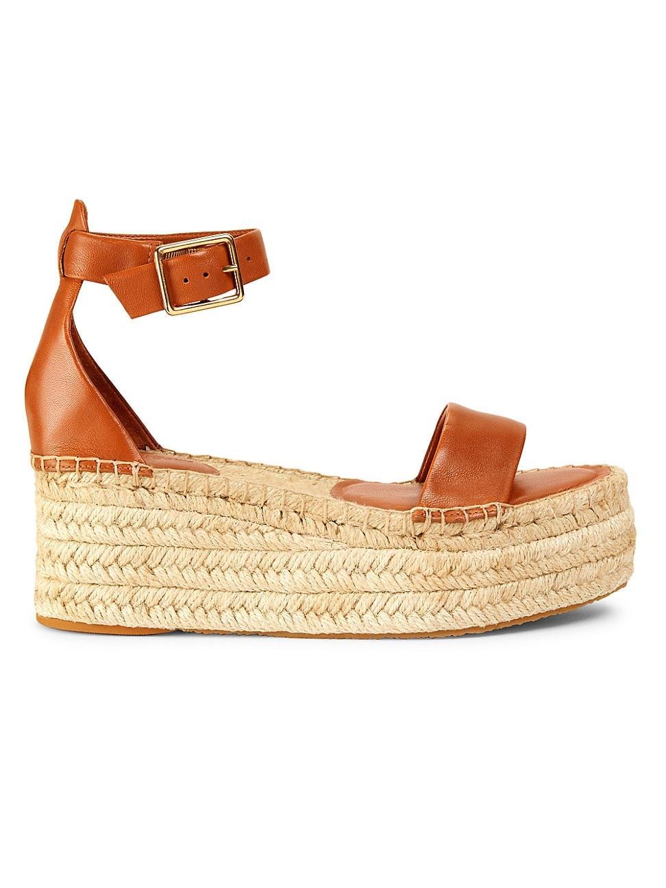 Womens COLLECTION Deluxe Leather Platform Espadrille Sandals Product Image