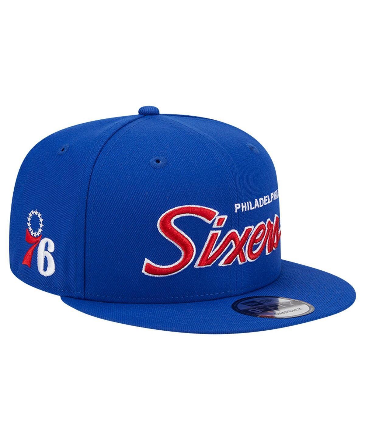 Mens New Era Royal Philadelphia 76ers Evergreen Script Side Patch 9FIFTY Snapback Hat Product Image