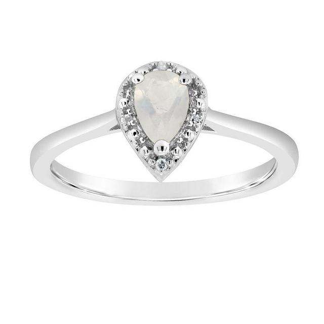 Celebration Gems Sterling Silver Pear Shaped Diamond Accent Frame Ring, Womens White Topaz Product Image