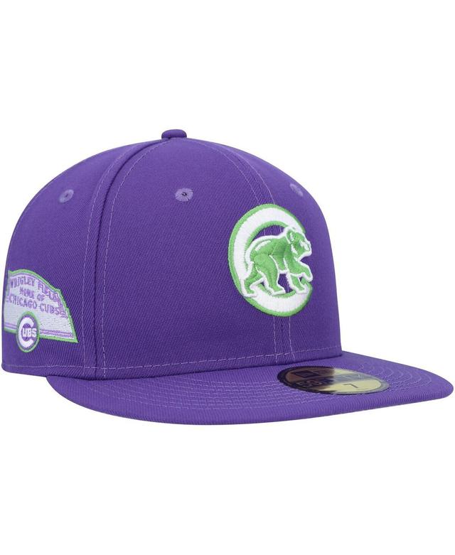 Mens New Era Purple Chicago Cubs Lime Side Patch 59FIFTY Fitted Hat Product Image