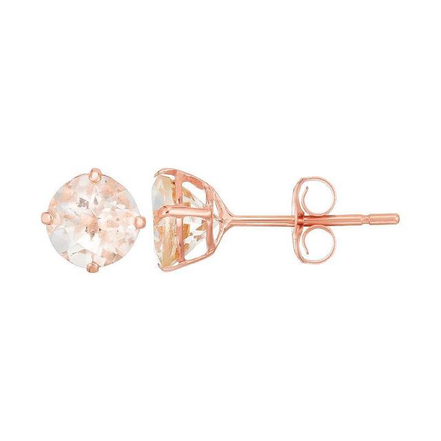 14k Rose Gold Morganite Stud Earrings, Womens, 14k Pink Product Image