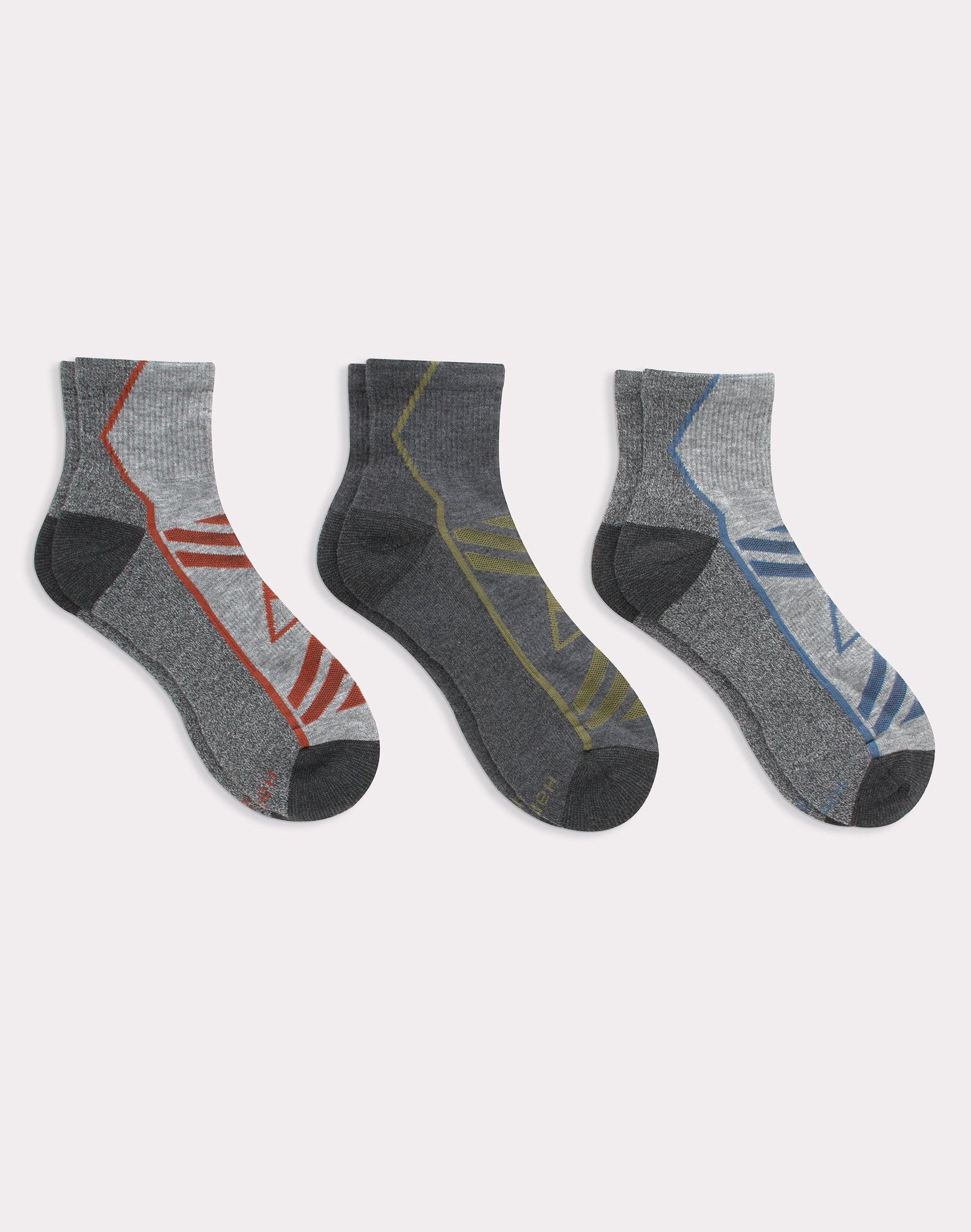 Hanes Premium Mens Peaks Triangle Explorer Ankle Socks 3pk - Gray 6-12 Product Image