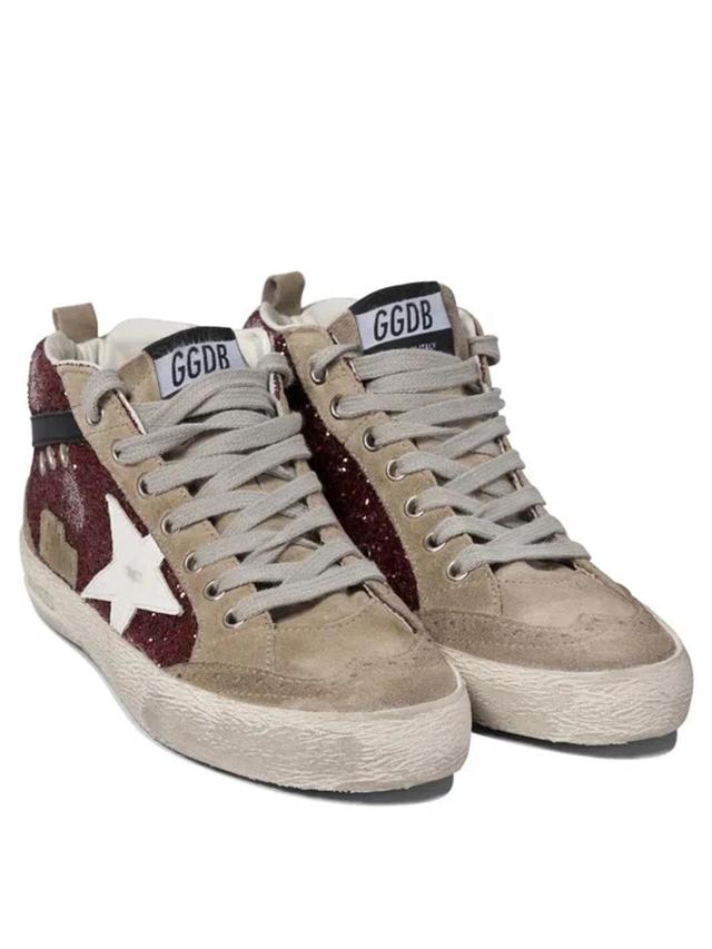 GOLDEN GOOSE Mid Star High-top Sneakers In Dark Red Product Image