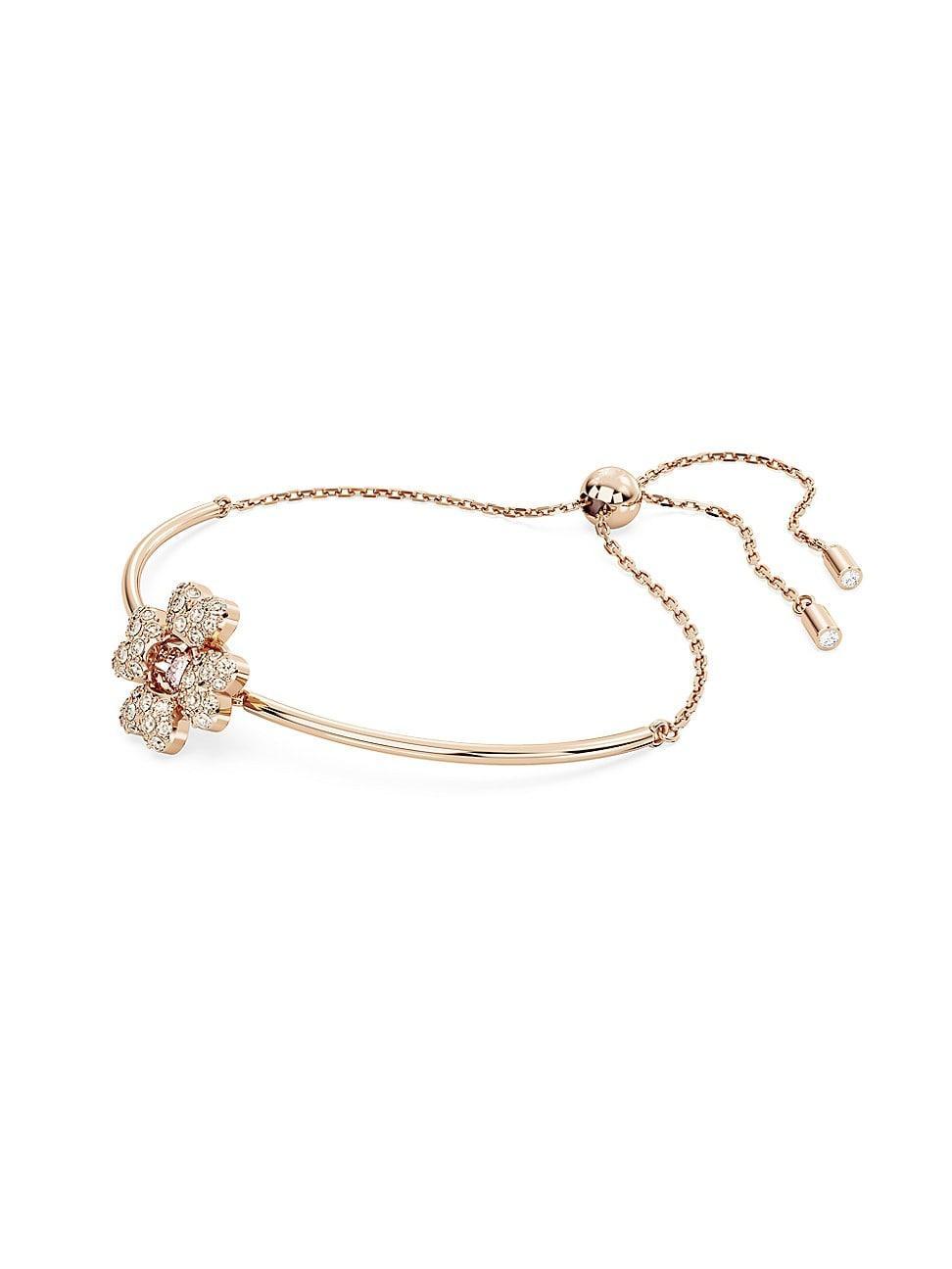 Womens Idyllia Rose-Goldtone & Swarovski Crystal Four-Leaf Clover Charm Bracelet Product Image