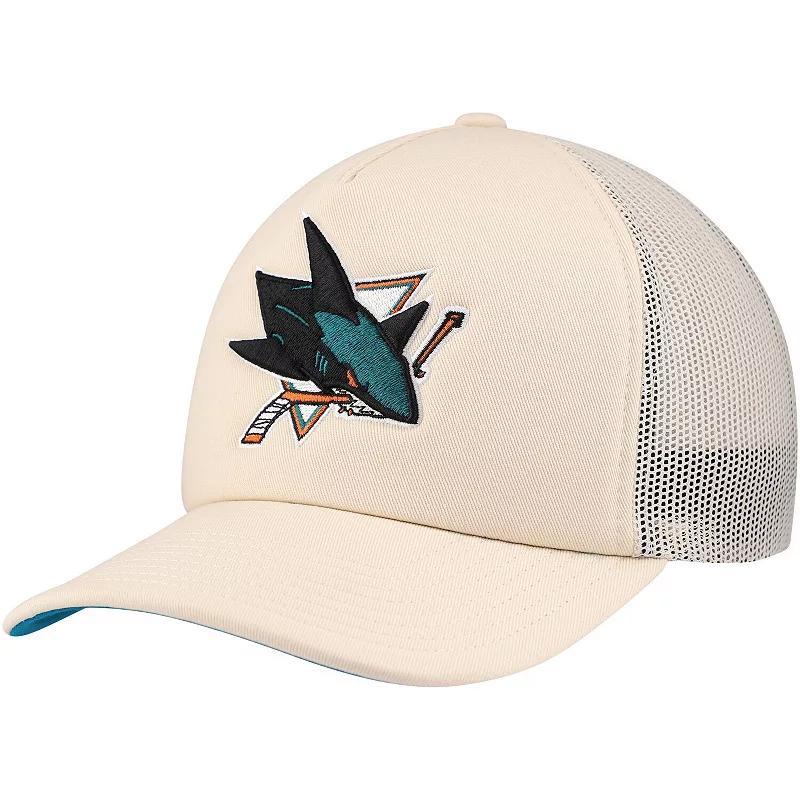 Mens Mitchell & Ness Cream San Jose Sharks Foam Front Trucker Adjustable Hat Product Image