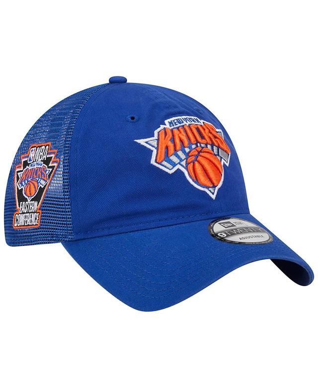 Mens New Era Blue New York Knicks Distinct Side Patch Trucker 9TWENTY Adjustable Hat Product Image