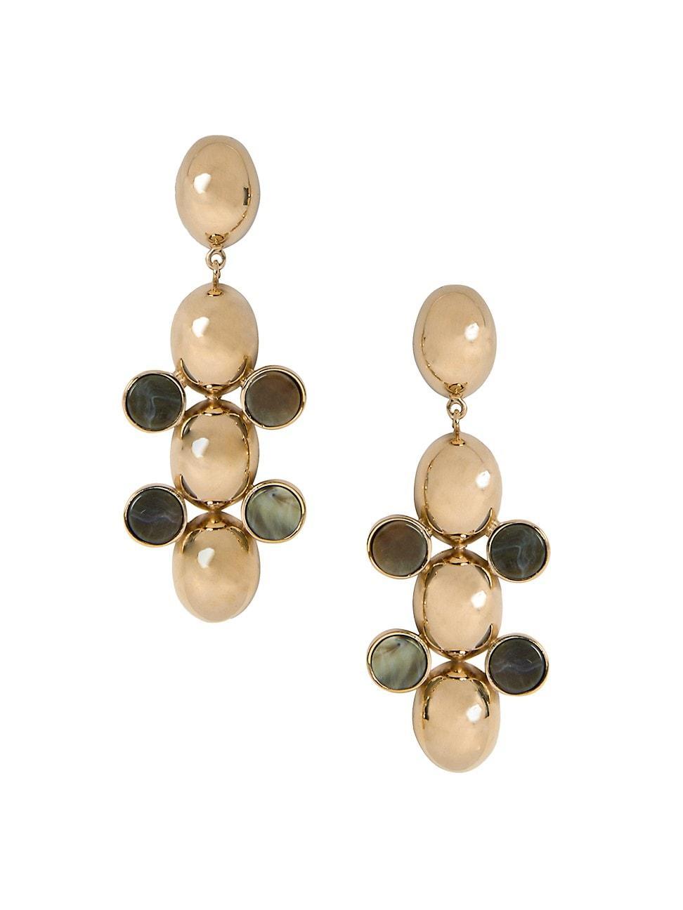 Womens Goldtone & Labradorite Drop Earrings Product Image