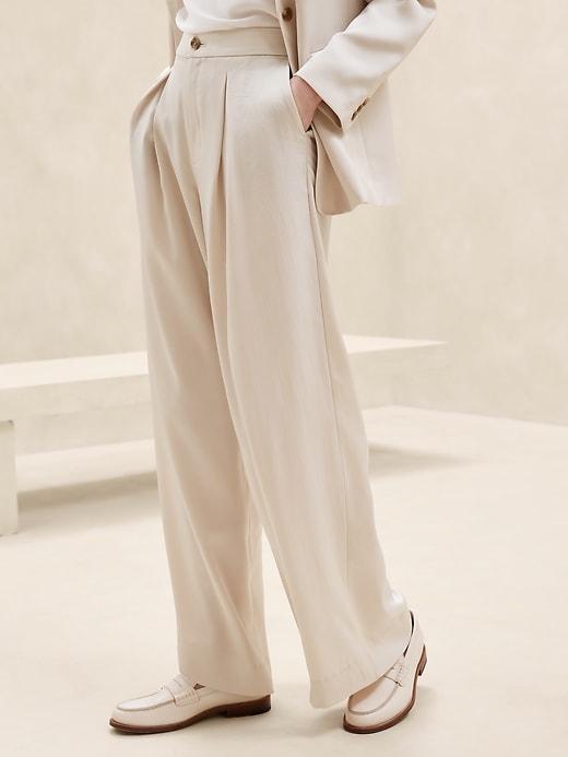 Satin Pleated Wide-Leg Pant Product Image