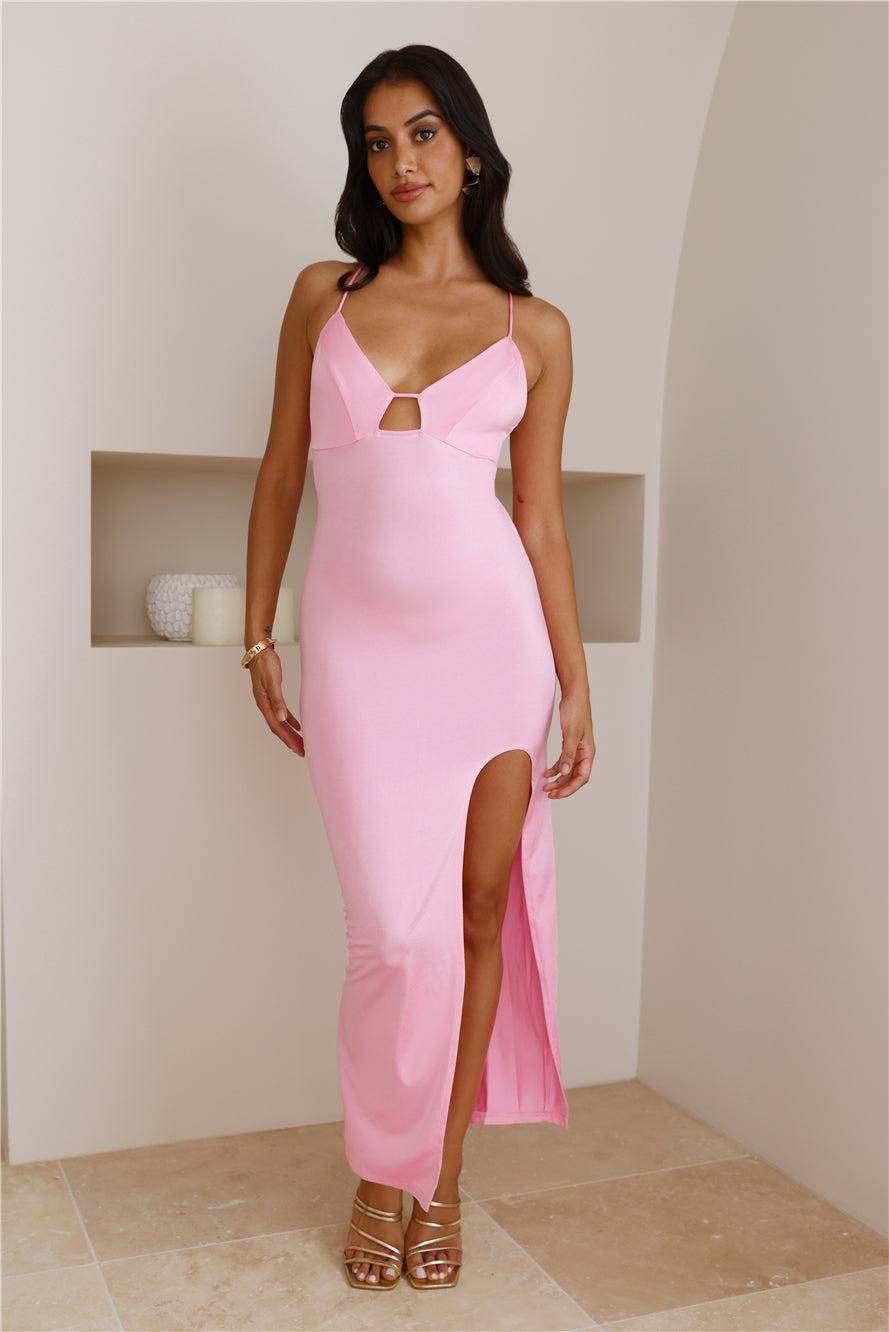 Giving Baddie Maxi Dress Pink Product Image