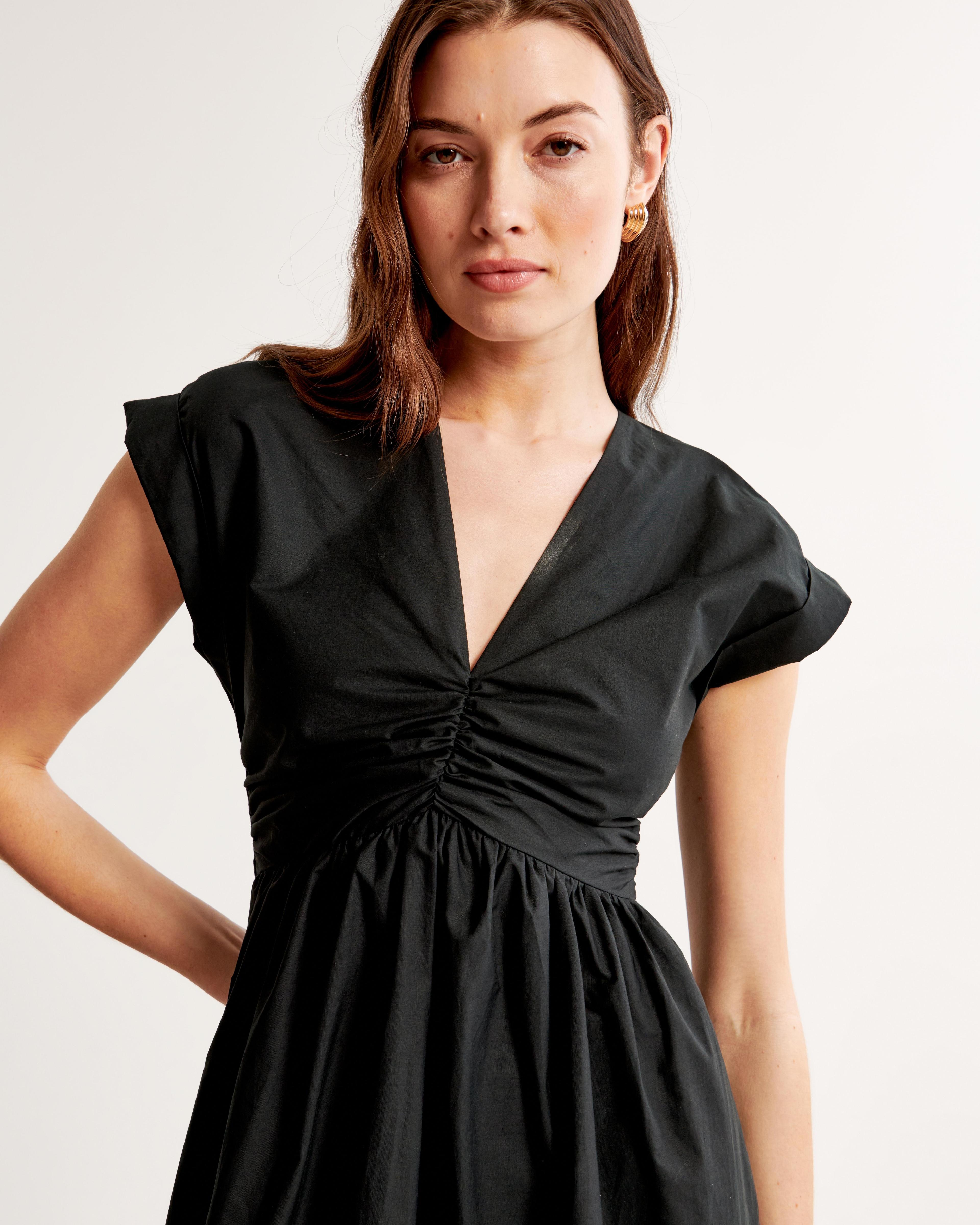 Cinch-Front Poplin Midi Dress Product Image