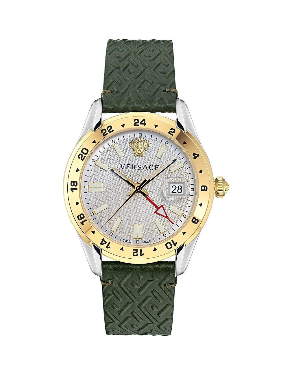 Versace Greca Time Leather Strap Watch, 41mm Product Image