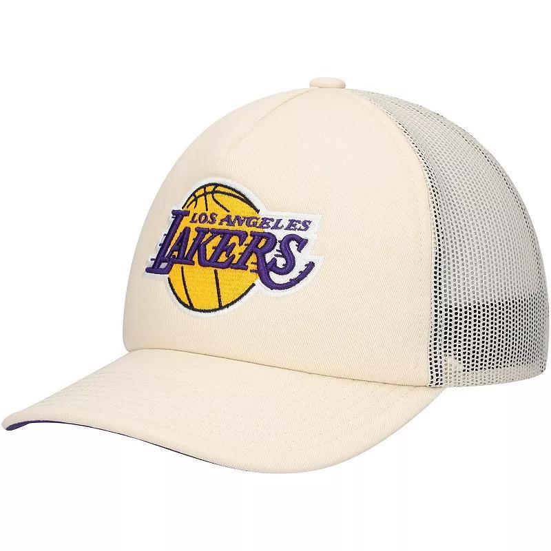 Mens Mitchell & Ness Cream Los Angeles Lakers Trucker Adjustable Hat Product Image