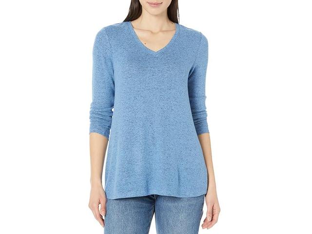 NIC+ZOE Sweet Dreams Long Sleeve V Tee (Water) Women's Clothing Product Image