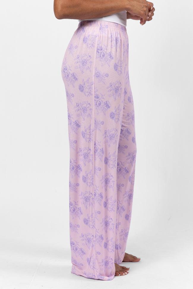 Sweet Dreams In Purple Floral Fantasy Pajama Pants Product Image