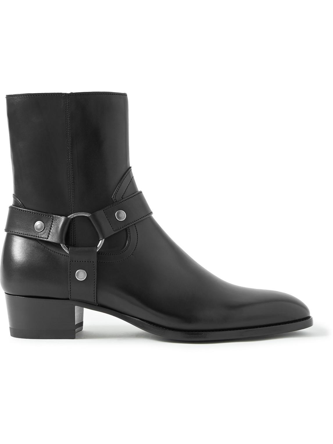 SAINT LAURENT Black Wyatt Harness Boots In Nero Product Image