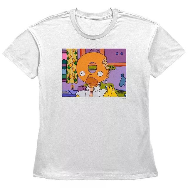 Womens The Simpsons Homer Donut Head Basic Fit Graphic Tee, Girls Product Image