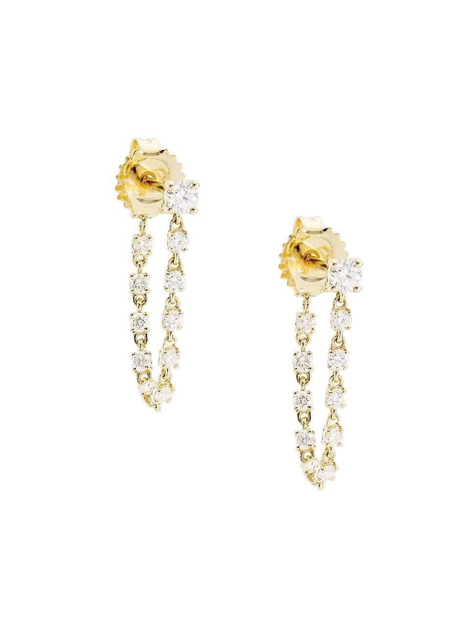 Womens 14K Yellow Gold & 0.74 TCW Diamond Draped Chain Earrings Product Image