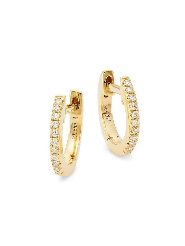 Womens 14K Yellow Gold & 0.05 TCW Diamond Pav Huggie Earrings Product Image