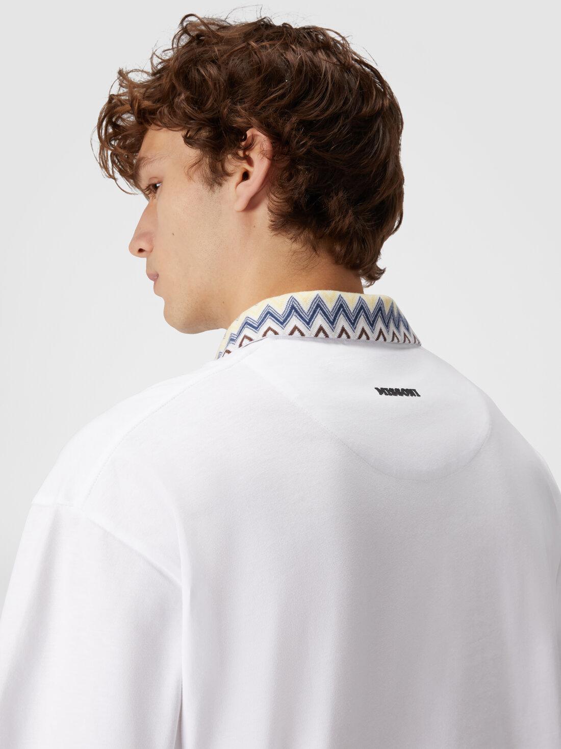 Cotton jersey polo shirt with chevron knit inserts Multicoloured | Missoni Product Image