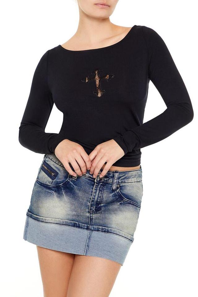 Sheer Lace Cross Crop Top | Forever 21 Product Image