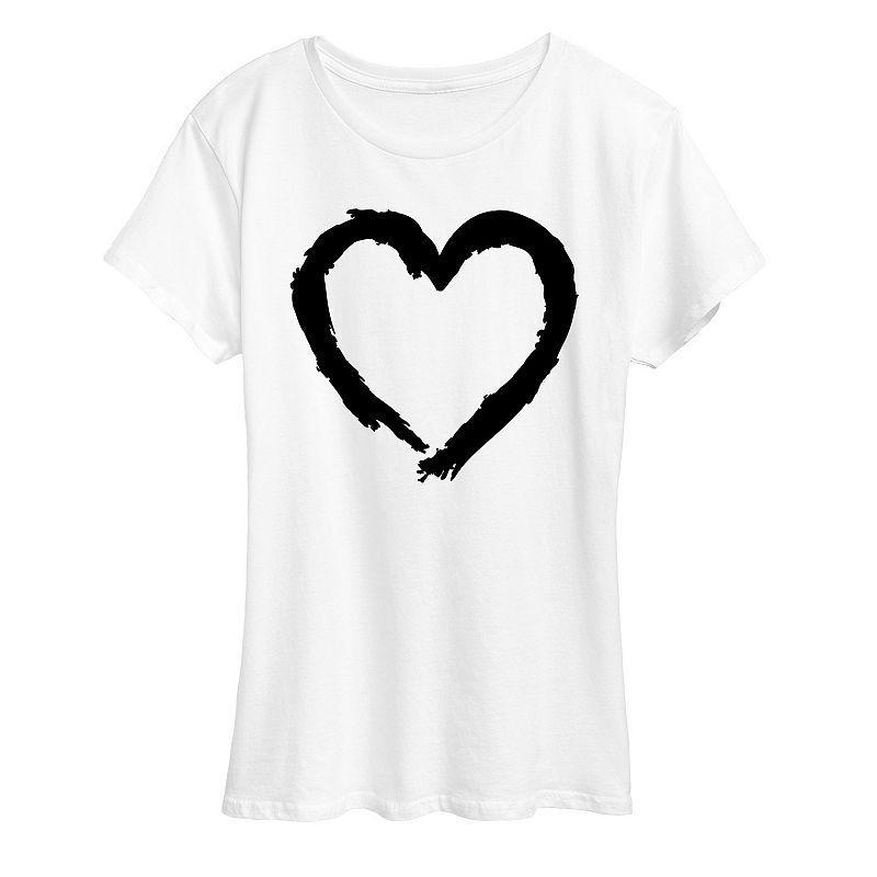 Womens Paintbrush Stroke Heart Graphic Tee Grey Dark Red Product Image