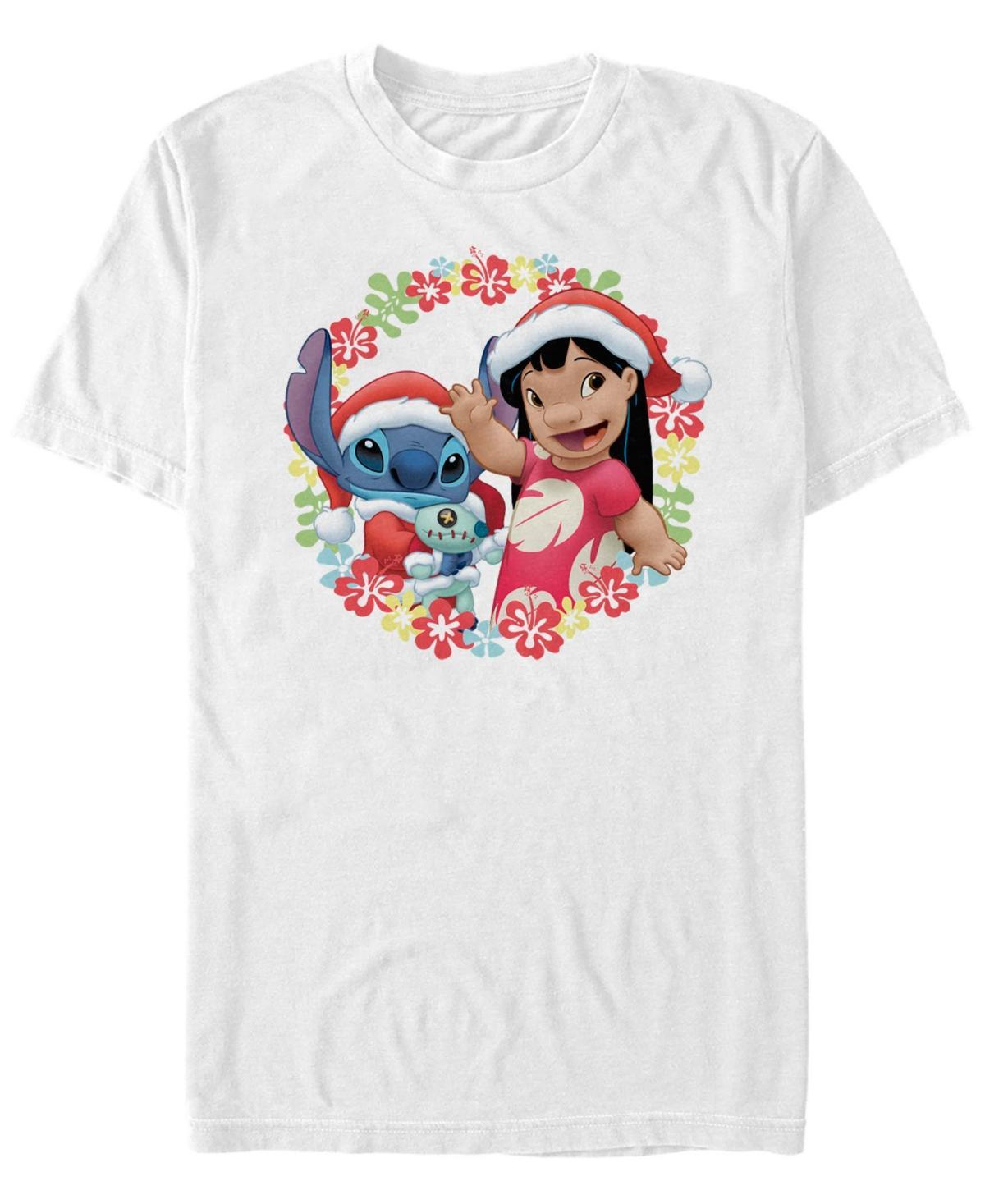 Disneys Lilo & Stitch Christmas Hawaiian Flower Wreath Mens Tee Product Image