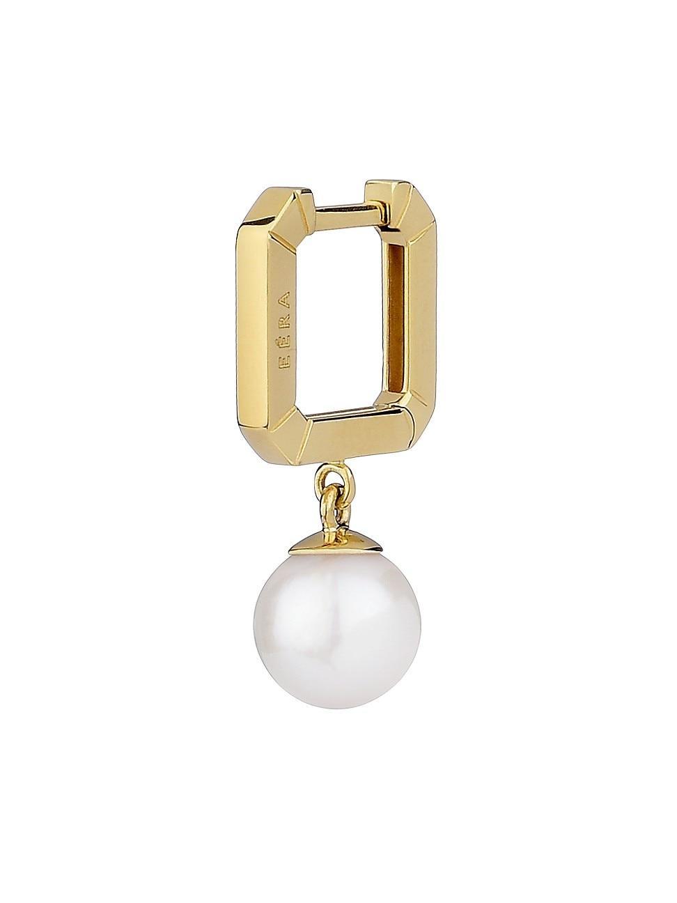 Womens 18K Yellow Gold & 5MM Akoya Pearl Drop Earring Product Image