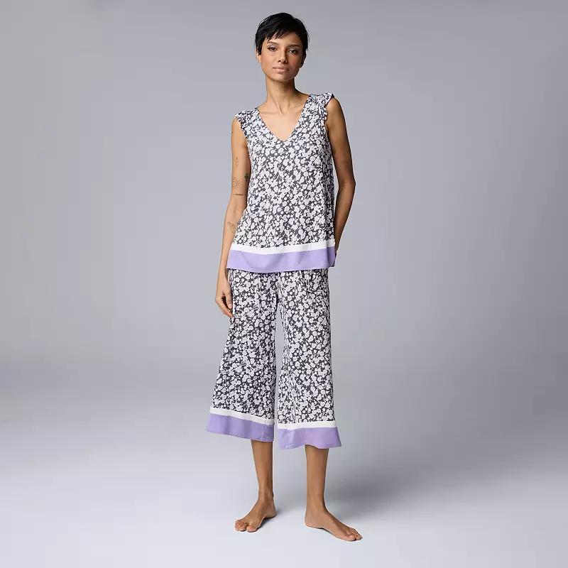 Womens Simply Vera Vera Wang Pajama Tank And Pajama Culotte Pants Sleep Set Product Image