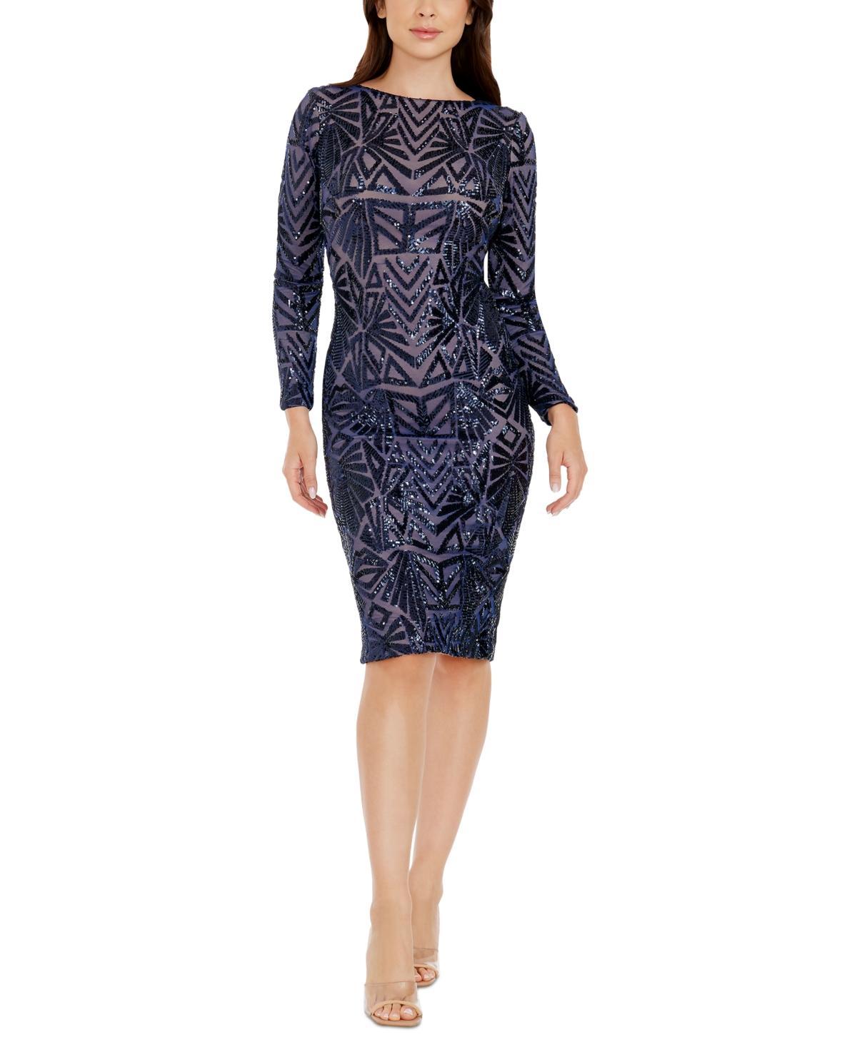 Dress the Population Emery Long Sleeve Sequin Cocktail Dress Product Image