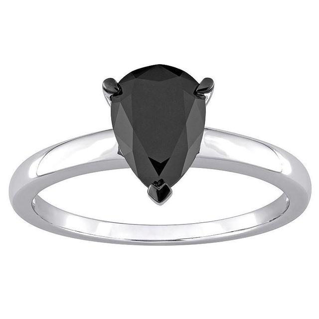 Stella Grace 10k White Gold 1 Carat T.W. Black Diamond Teardrop Solitaire Ring, Womens Product Image