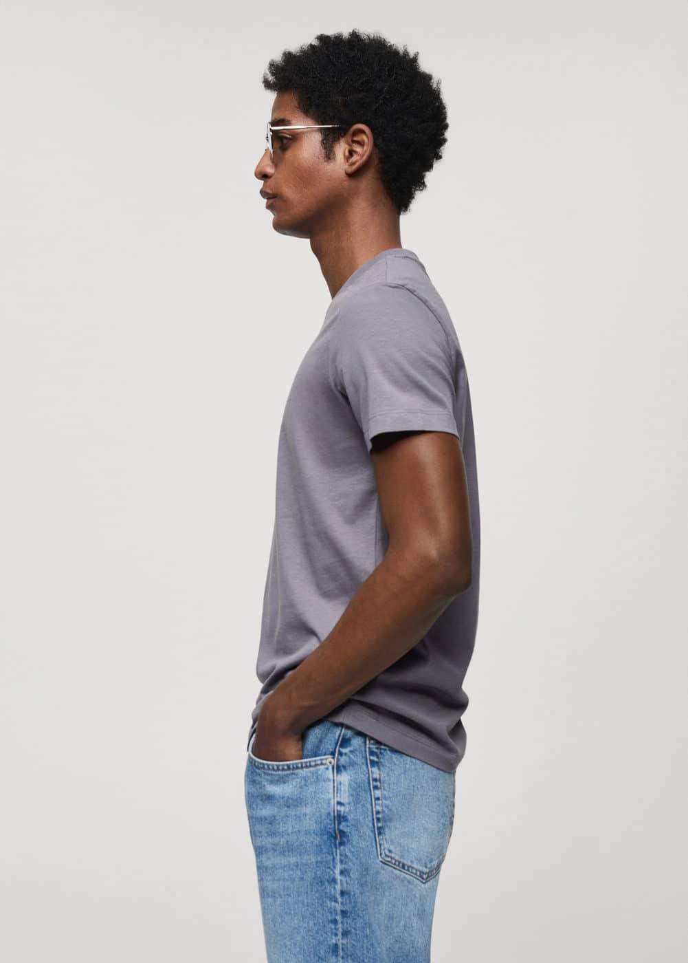 MANGO MAN - Basic cotton stretch T-shirt greyMen Product Image