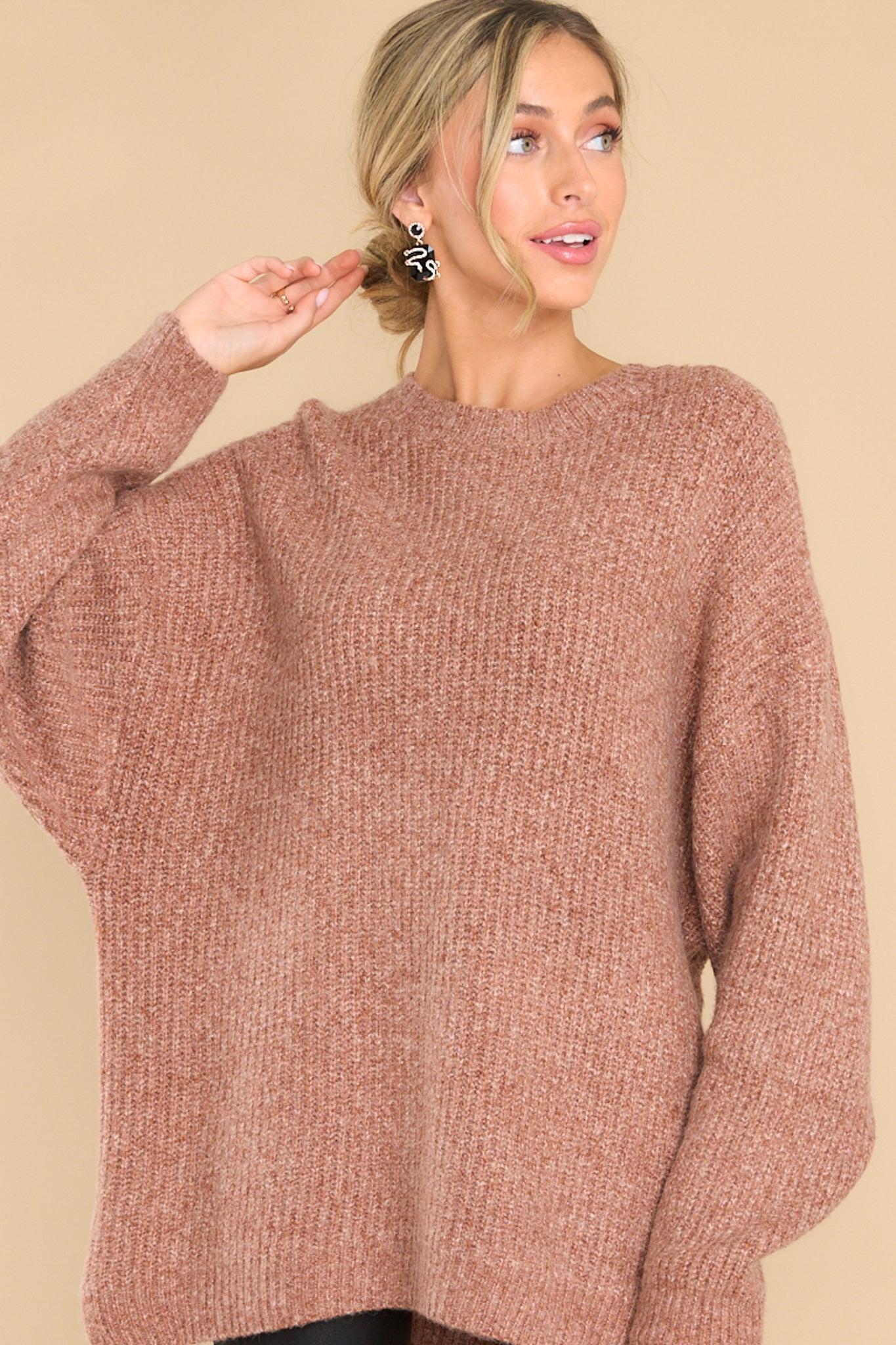 Fable Perfectly Content Light Brown Sweater Product Image