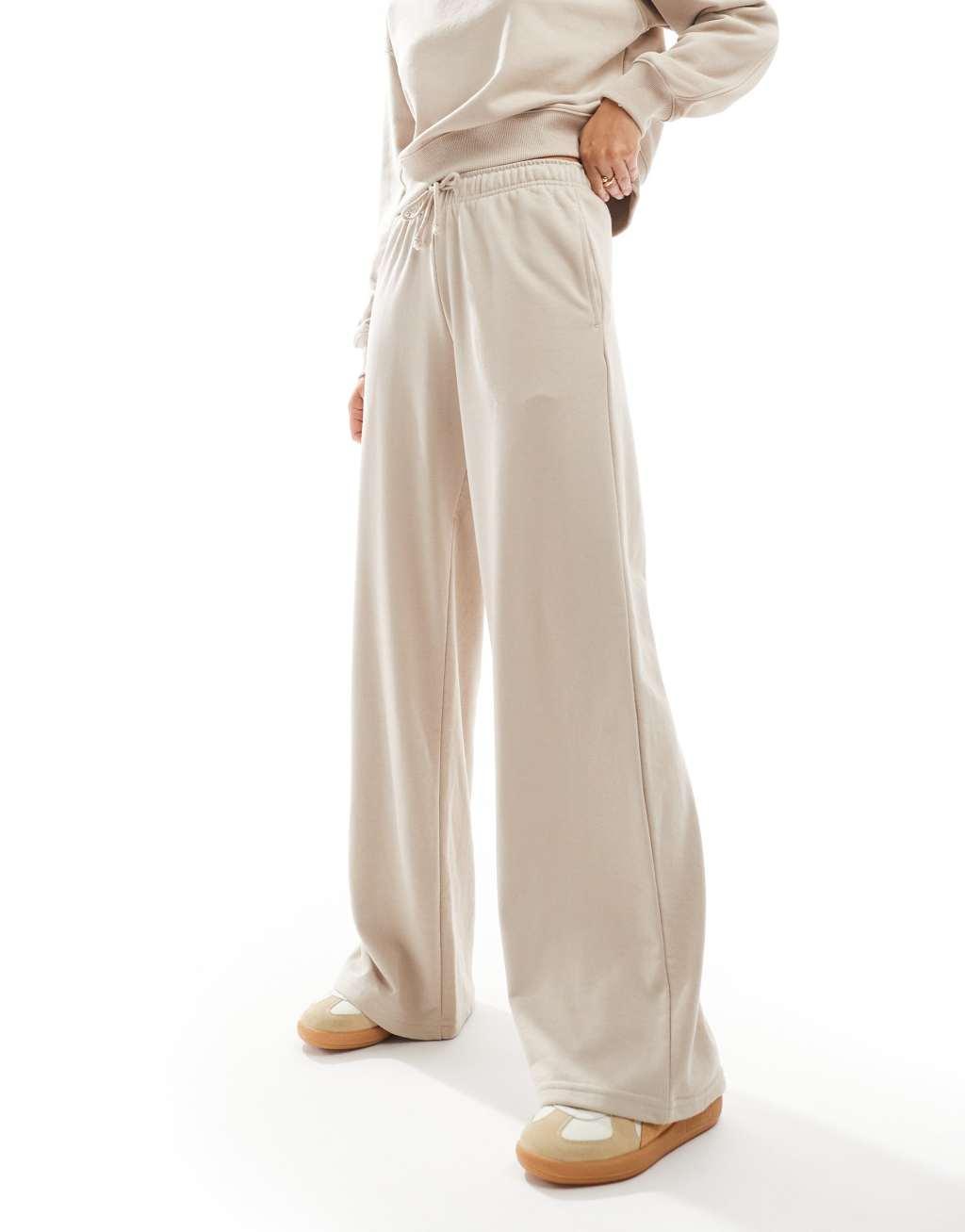 Stradivarius wide leg sweatpants in beige - part of a set Product Image