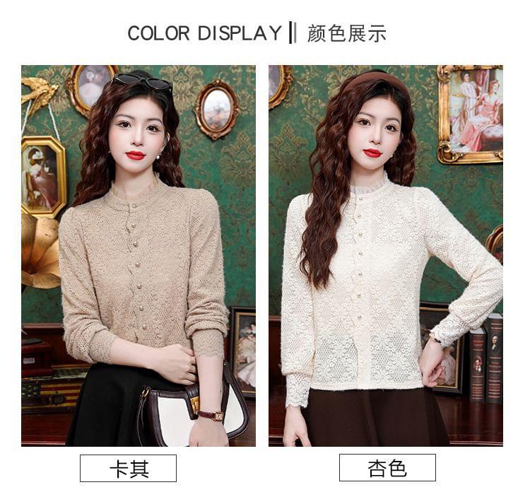 Long-Sleeve Floral Blouse Product Image