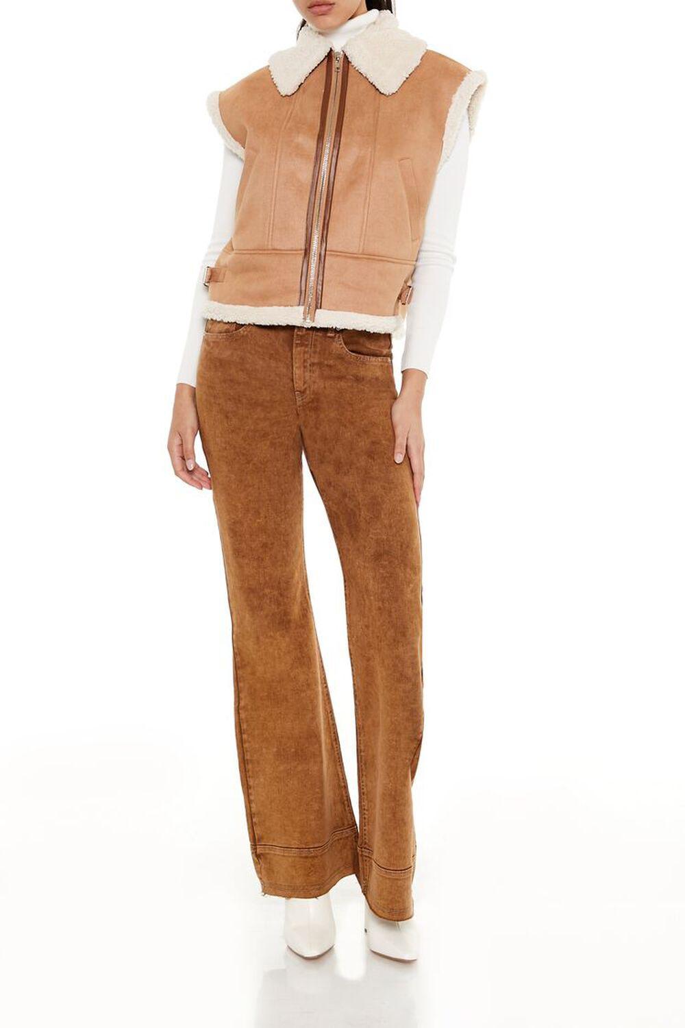 Faux Suede & Shearling Zip-Up Vest | Forever 21 Product Image