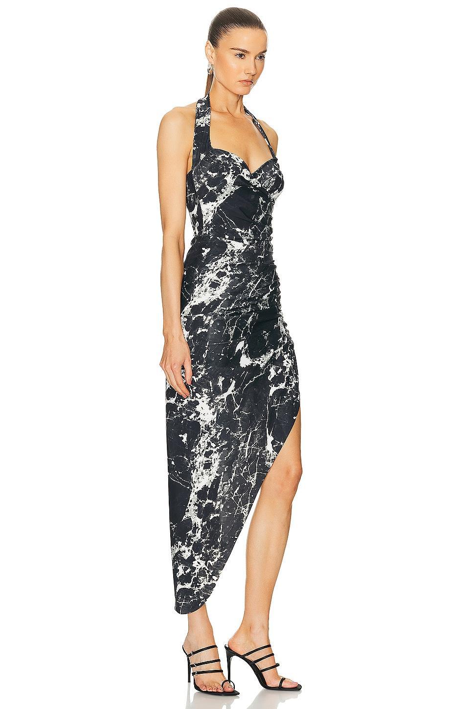 Norma Kamali Cayla Side Drape Gown in Black. Product Image