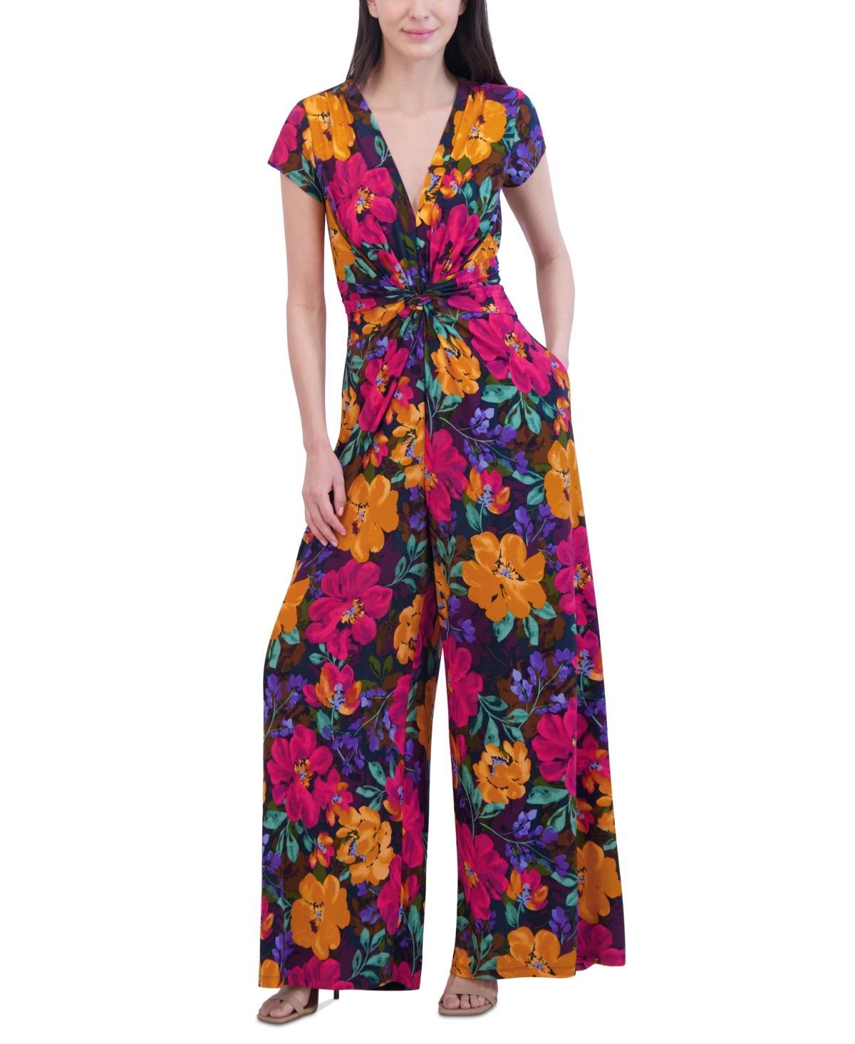 Vince Camuto Womens Twist-Front Cap-Sleeve Jumpsuit Product Image