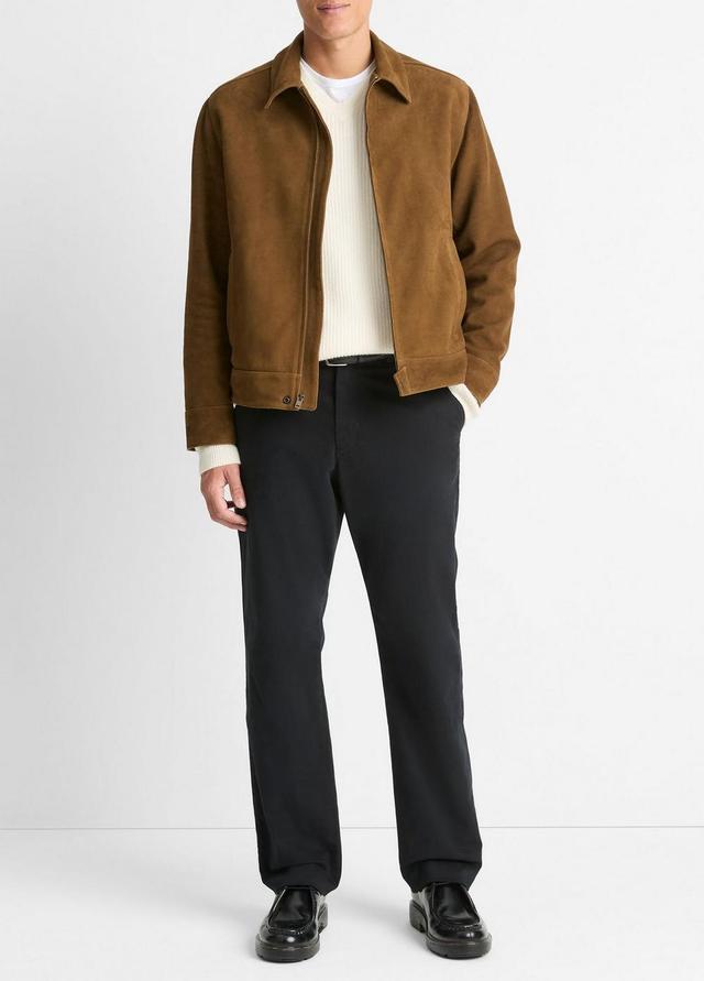 Mens Shearling-Collar Suede Short Jacket, Dark Timberwood, Size S Vince Product Image