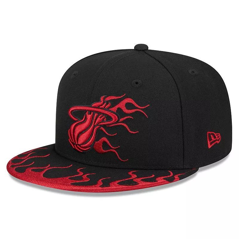 Mens New Era Miami Heat Rally Drive Flames 9FIFTY Snapback Hat Product Image