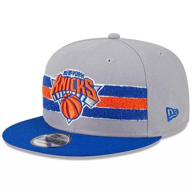 Mens New Era Gray New York Knicks Chenille Band 9FIFTY Snapback Hat Product Image