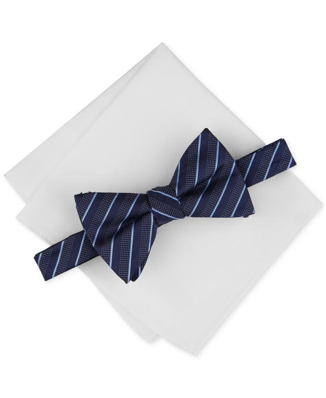 Alfani Mens Vinton Stripe Bow Tie & Pocket Square Set, Created for Macys Product Image