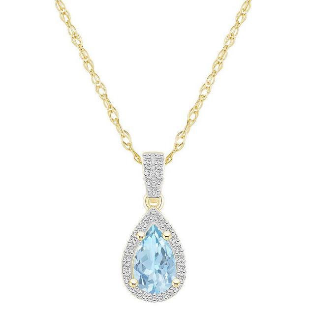 Celebration Gems 10k Gold Gemstone & Lab-Created White Sapphire Teardrop Halo Pendant Necklace, Womens Created Red Product Image