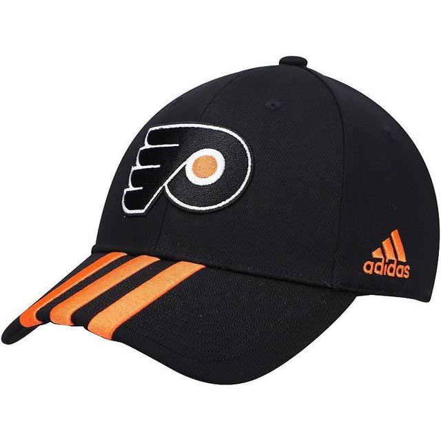 Mens adidas Black Philadelphia Flyers Locker Room Three Stripe Adjustable Hat Product Image