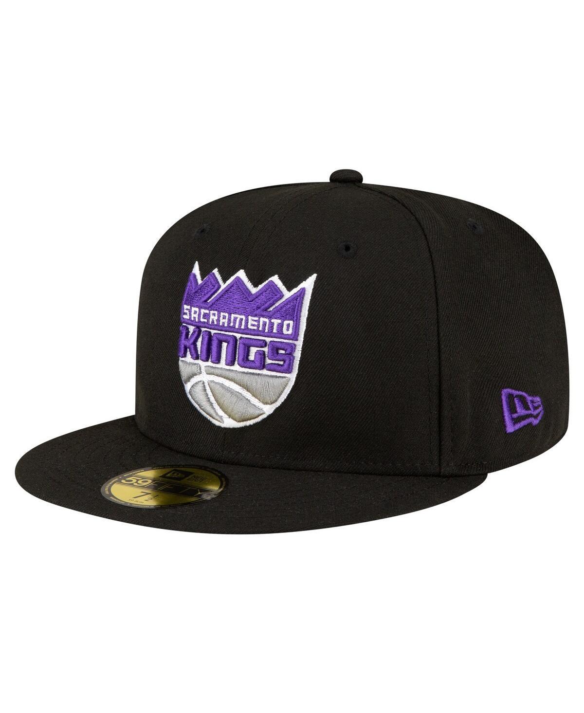 Mens New Era Black Sacramento Kings 59FIFTY Fitted Hat Product Image