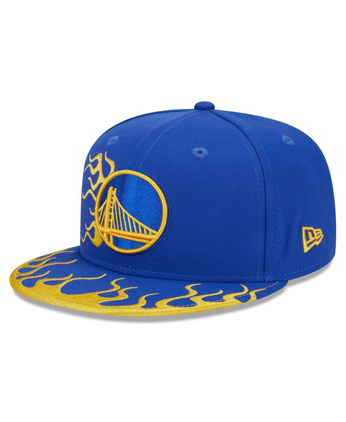 Mens New Era Royal Golden State Warriors Rally Drive Flames 9FIFTY Snapback Hat Product Image