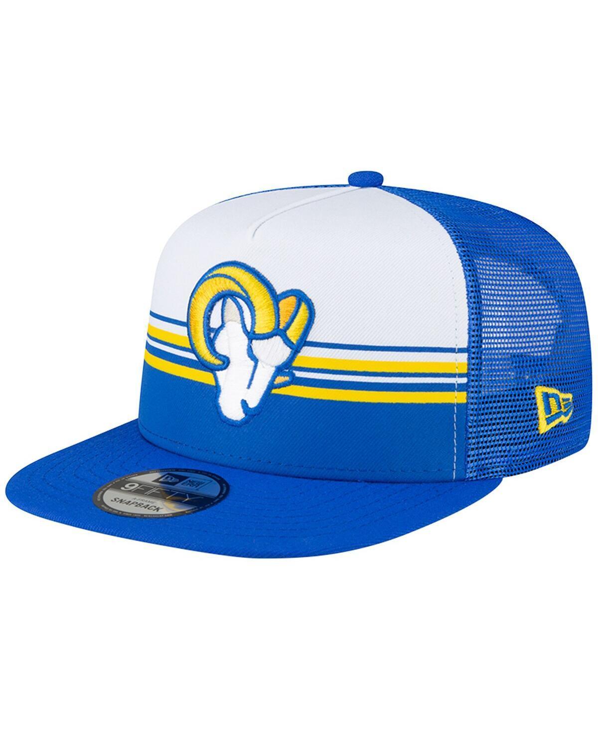 Mens New Era White Los Angeles Rams Striped A-Frame 9FIFTY Trucker Snapback Hat - White Product Image