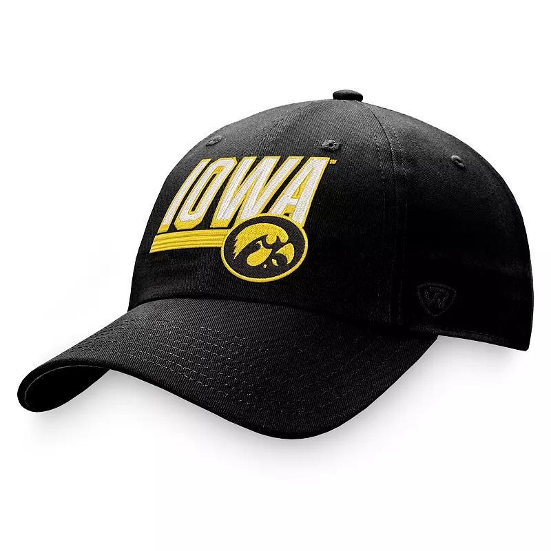 Mens Top of the World Black Iowa Hawkeyes Slice Adjustable Hat, Red Product Image