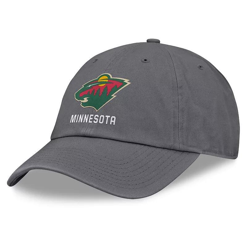 Mens Fanatics Charcoal Minnesota Wild Washed Adjustable Hat Product Image